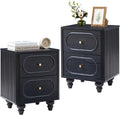 2 Drawer Fluted Mini Small Dresser for Bedroom Set of 2, Mid Century