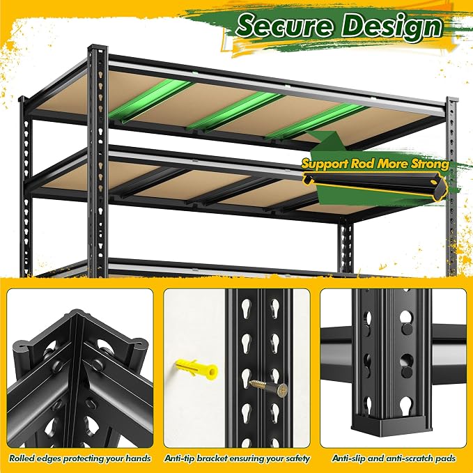 55.1" W Garage Shelves 2230LBS Storage Shelves, 5 Tier Adjustable Metal Shelving - Image 6