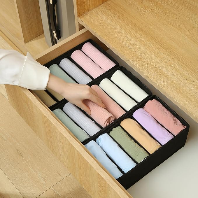 Qozary 3 Pack Sock Underwear Drawer Organizer Dividers, Non-Woven Fabric - Image 6