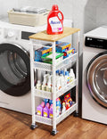 Utility Slim Storage Cart, 4-Tier Narrow Bathroom Organizers and Storage Cart by OKZEST