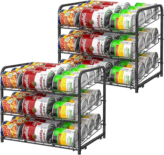 BTY Can Organizer for Pantry Stackable 2 Pack, Can Storage Organizer Rack by BTY