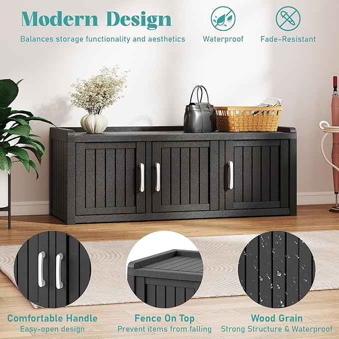 KAMABOKO Outdoor Shoe Storage Cabinet Waterproof UV-Resistant, Entryway Storage - Image 4