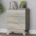 Fluted 3 Drawer Dresser, 30.3" Tall Compact Modern Boho Chest of Drawers by BORNOON