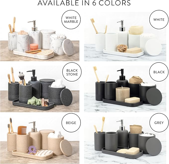 ZCCZ Gray Bathroom Accessories Set 6 Pieces - Image 4