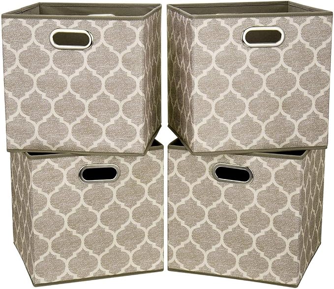 i BKGOO Cloth Storage Bins Set of 4 Thick Fabric Drawers Foldable Cubes Basket by iBKGOO