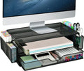 2 Tier Computer Monitor Stands with Drawer and 2 Pencil Holder, Metal