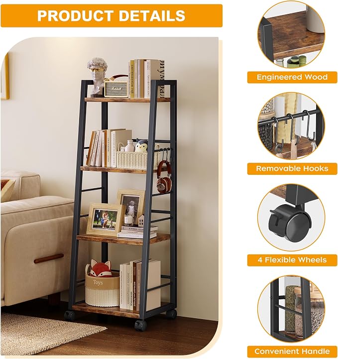 Homeiju 4 Tier Kitchen Storage Cart - Image 7