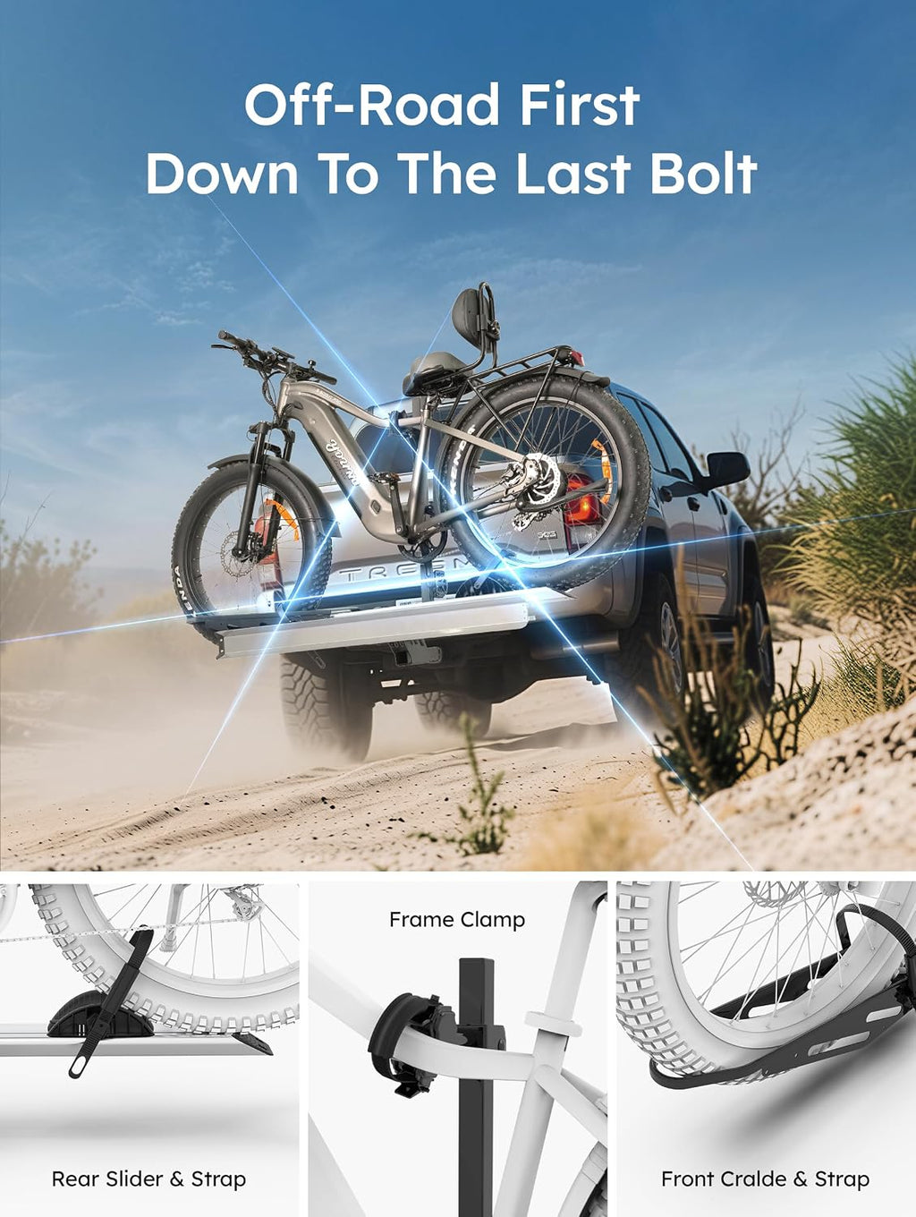 YOUNG ELECTRIC Single 1-Ebike Rack Hitch Mount with Ramp Foldable Bike