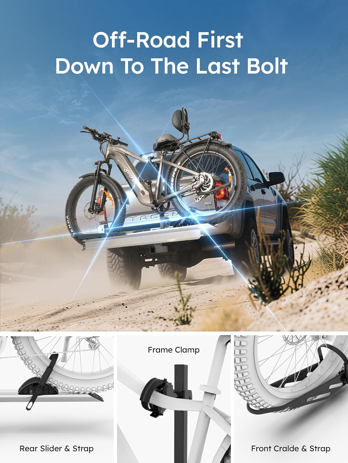 YOUNG ELECTRIC Single 1-Ebike Rack Hitch Mount with Ramp Foldable Bike