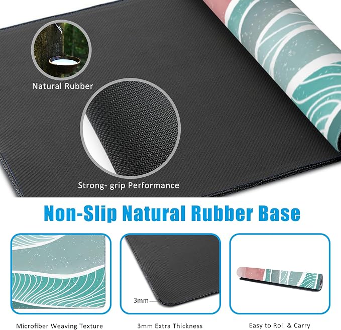 Ocean Wave and Mountain Large Gaming Mouse Pad, Waterproof Desk Mat - Image 5