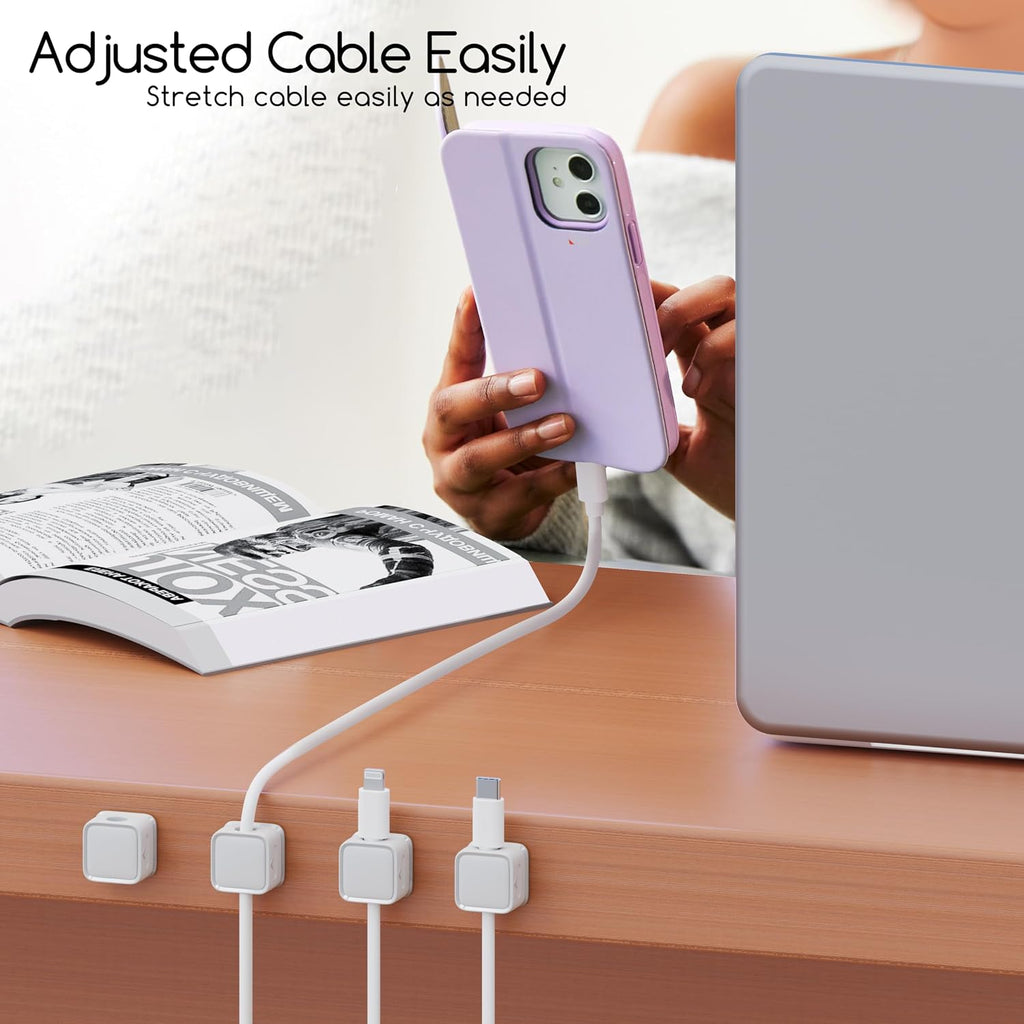 8 Pack Cord Organizer Holder, One-Hand Magnetic Cable Clip for Desk