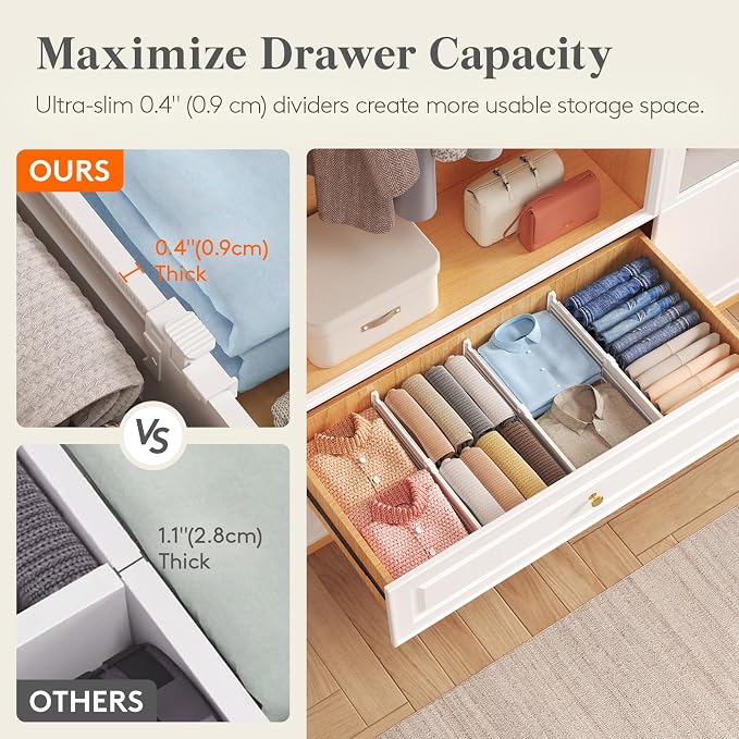 Lifewit 5" Tall 9 Pack Deep Drawer Dividers, 11.5-18.5" Expandable Drawer - Image 4