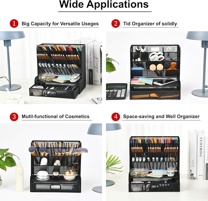 Marbrasse Mesh Pen Holder for Desk, Desk Organizers and Accessories for Office - Image 4