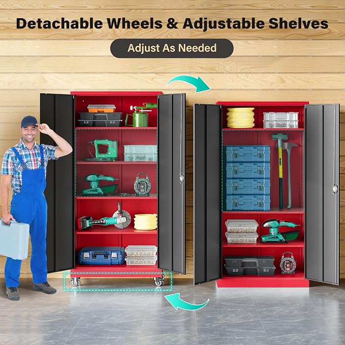 SISESOL 75" Tall Metal Storage Cabinet - Image 5