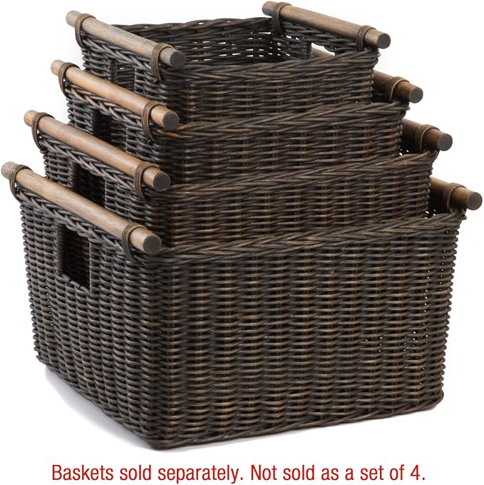 The Basket Lady Deep Pole Handle Wicker Storage Basket, Extra Large, 17.5 in L - Image 4