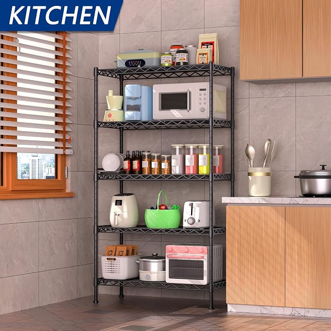 5-Shelf Adjustable Heavy Duty Storage Shelving Unit, Metal Organizer Wire Rack - Image 2