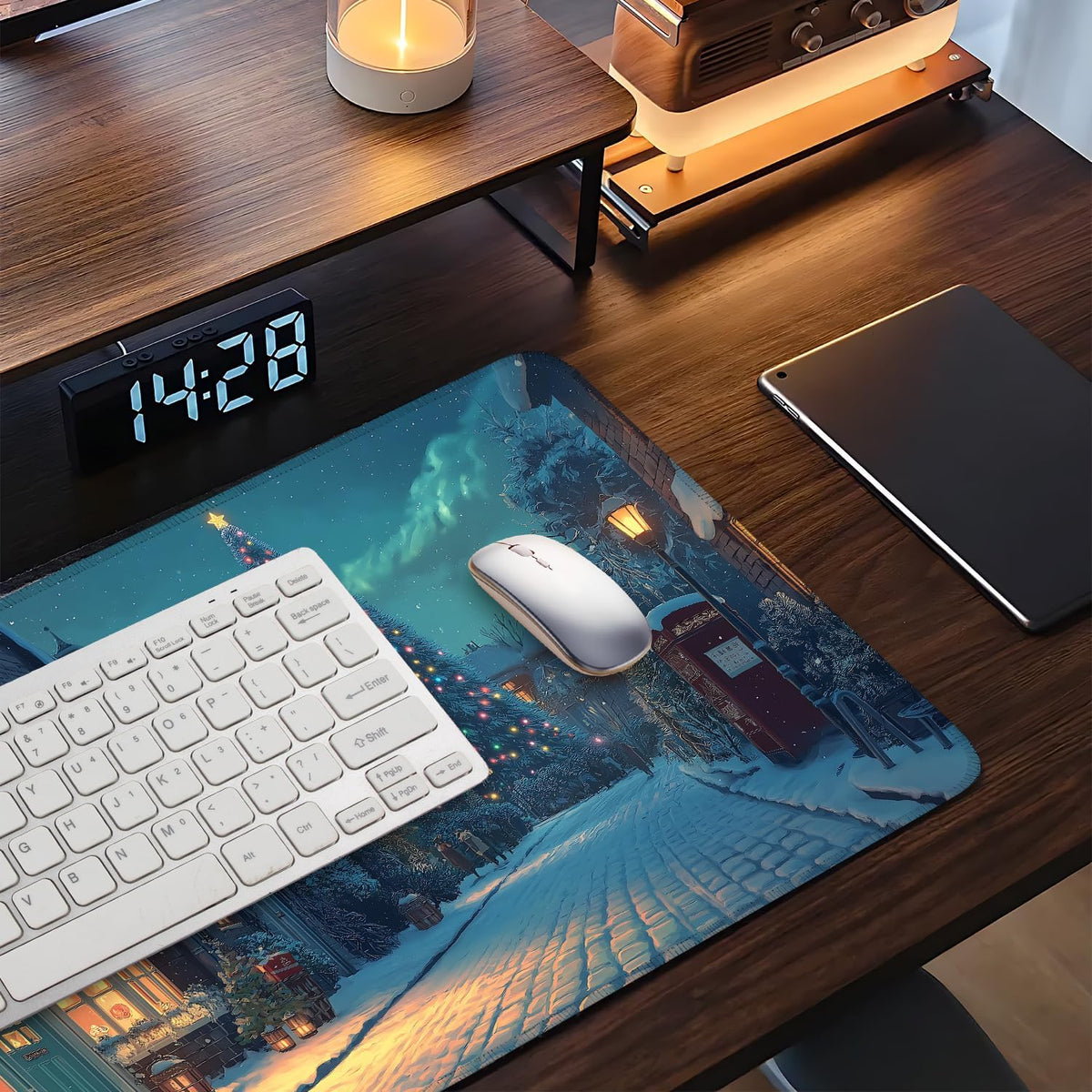 Large Extended Gaming Mouse Pad - Winter Christmas Night Scene, Soft