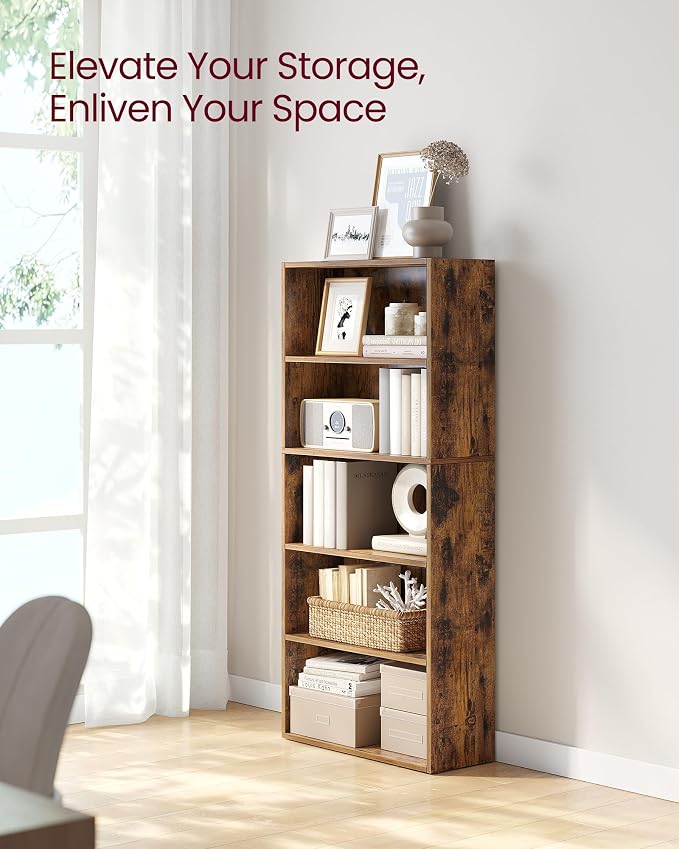 VASAGLE Set of 2 Bookshelves, 23.6 Inches Wide, 5-Tier Open Bookcases - Image 4