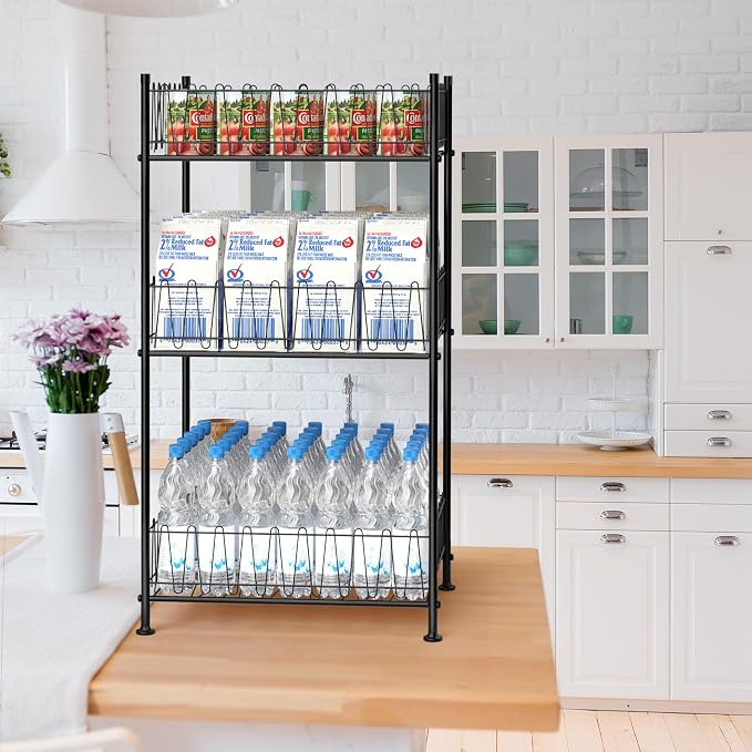 smusei 3 Tier Drink Organizer for Pantry Water Bottle Storage Rack - Image 3