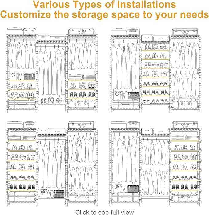 E16 Heavy Duty Clothing Rack（with 7-Tier Adjustable Shoe Rack） Freestanding - Image 5
