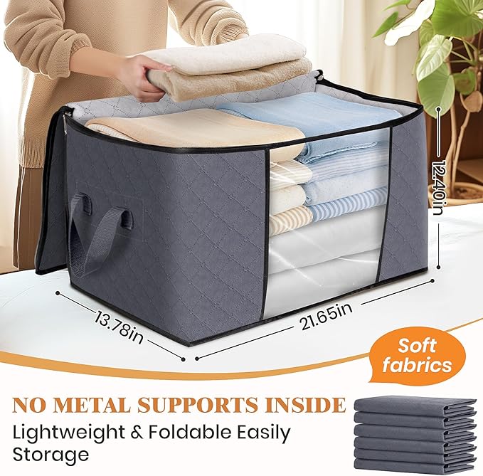 Fab totes Storage Bags, Clothes Blanket Storage Bins Foldable Closet Organizers - Image 2