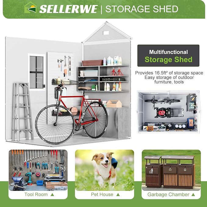 6x4 FT Outdoor Storage Shed, Waterproof Resin Shed - Image 2