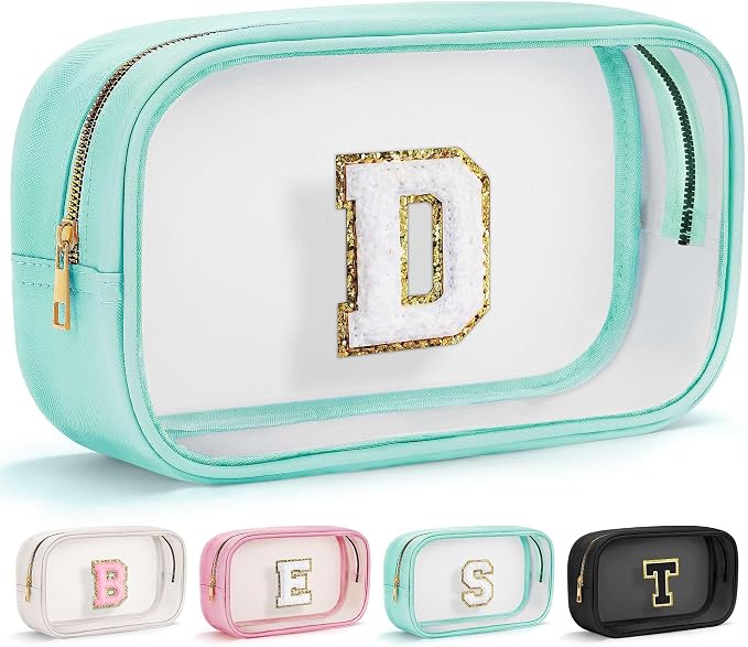 YOOLIFE Initial Clear Makeup Bag | Waterproof Large Makeup Bag | Personalized by YOOLIFE