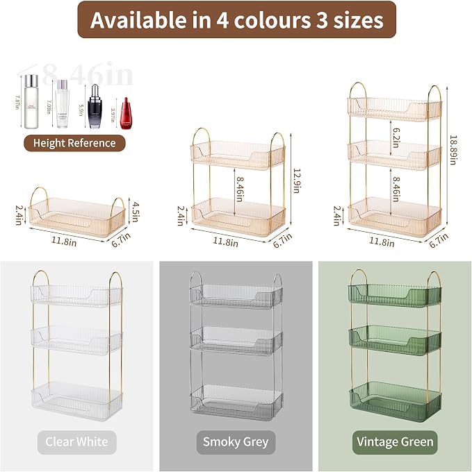 YCIA&DONE Bathroom Organizer Countertop, Makeup Storage, Skincare Cosmetic Tray - Image 5
