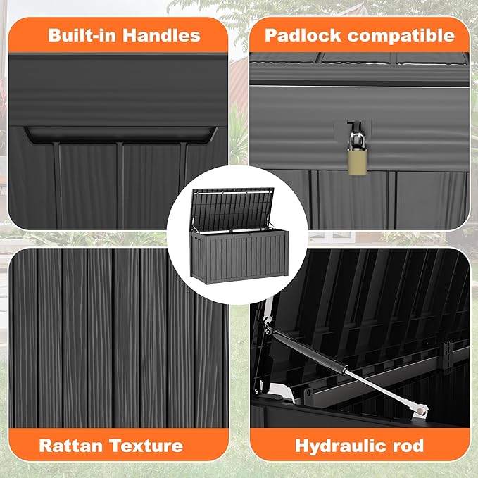 150 Gallon Deck Box, Resin Outdoor Storage Box - Image 3