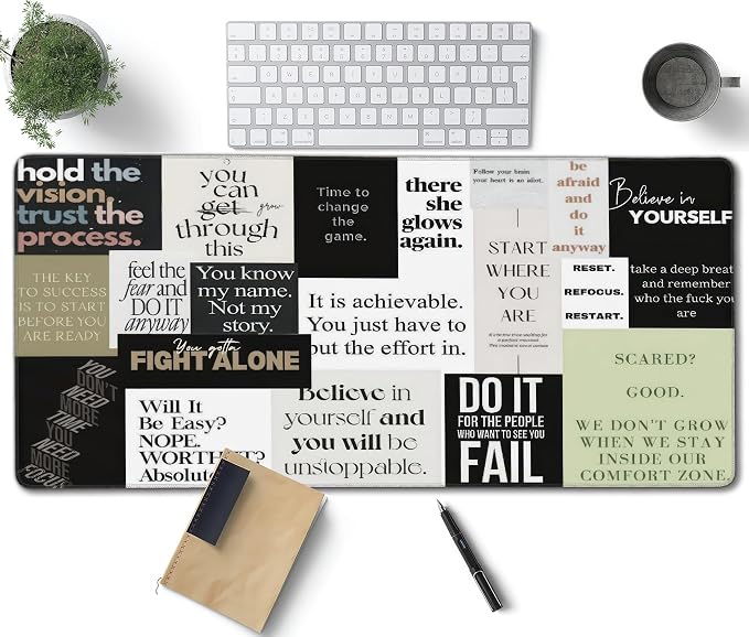 Inspirational Quotes Large Mouse Pad, Cool Gaming Desk Mat, XXL Keyboard Desk by Unknown