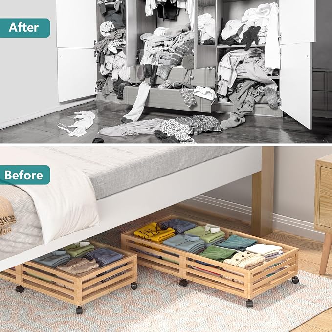 Bamboo Under Bed Storage Containers- Underbed Organizer - Image 6
