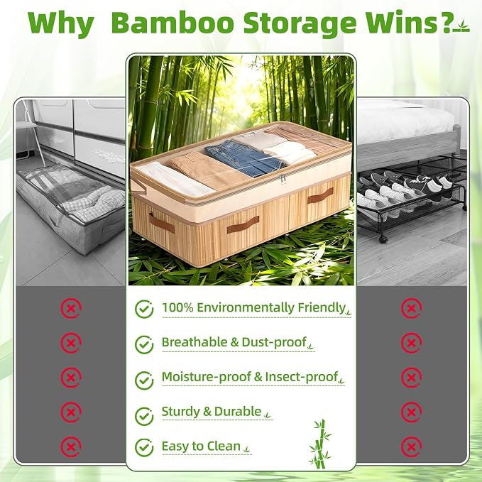 Livole Bamboo Under Bed Storage - Image 3