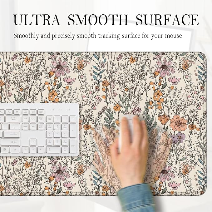 Vintage Rustic Wildflower Floral Large Mouse Pad 31.5x15.7inch, Retro - Image 4