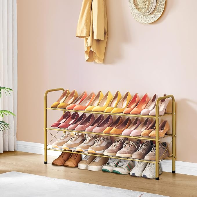 Hoctieon 3 Tier Mesh Style Shoe Rack, Entryway Shoe Shelf, Shoe Storage - Image 2
