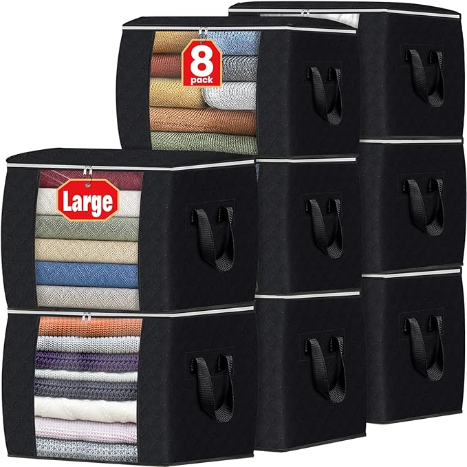 Fab totes 24 Gallons Clothes Storage, Foldable Thick Fabric Blanket Storage Bags by Fabtotes