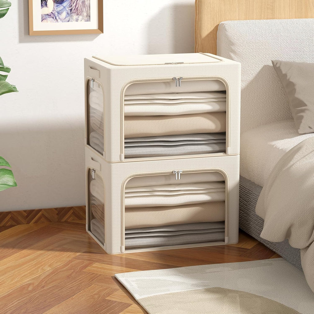 3Pack Clothes Storage Bins - Oxford Frame Storage Box Foldable