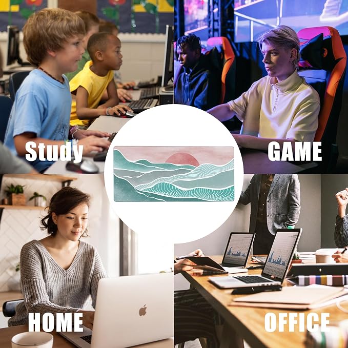 Ocean Wave and Mountain Large Gaming Mouse Pad, Waterproof Desk Mat - Image 7