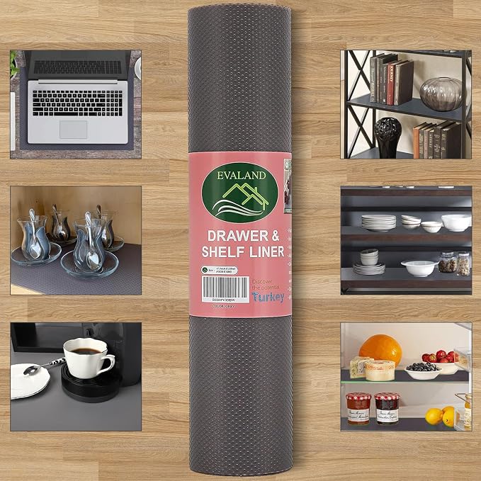 EVALAND Shelf Liners for Kitchen Cabinets Non-Adhesive 12" x 33 FT Gray Drawer - Image 8