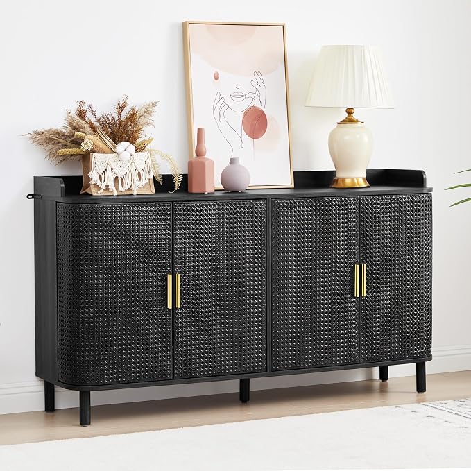 ORRD 4 Doors Storage Cabinet, 2 Tier Wooden Storage Organizer Cabinet by ORRD