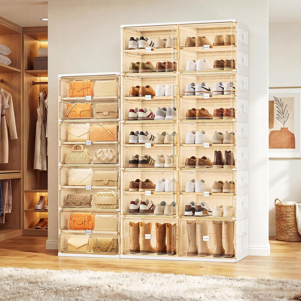JEKO&JEKO 5 Tiers Foldable Boot and Shoe Storage Rack Cabinet for