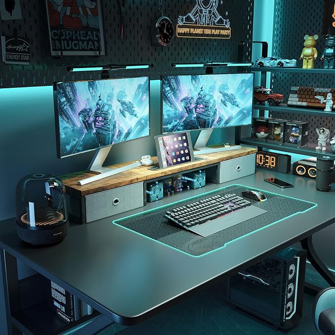 Dual Monitor Stand Riser with 2 Drawers - Image 3