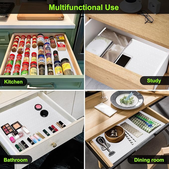 Gosmol Spice Drawer Organizer insert, Adjustable & Non-Slip Silicone Spice - Image 7