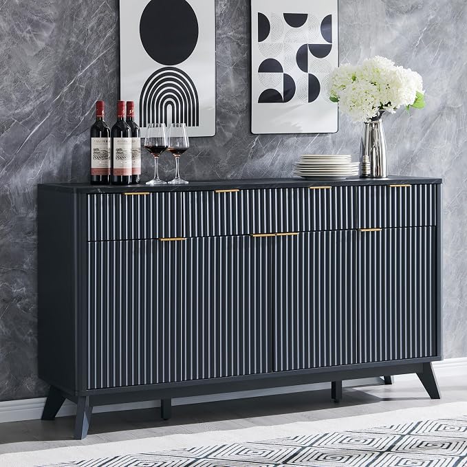 OKD 60" Fluted Buffet Sideboard Cabinet - Image 3