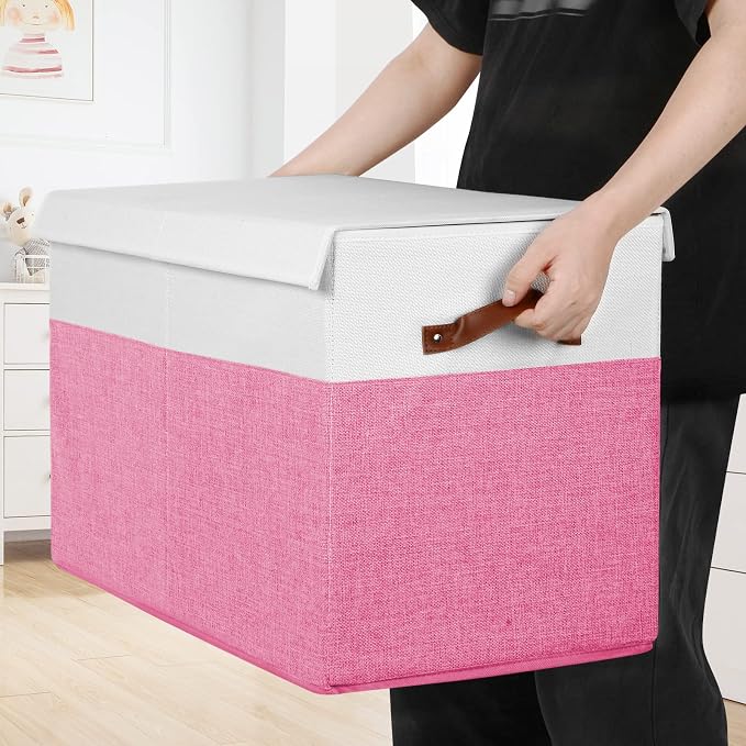 Large Toy Box with Lid, Sturdy Toy Storage Chest Bin Boxes Organizer Basket - Image 5