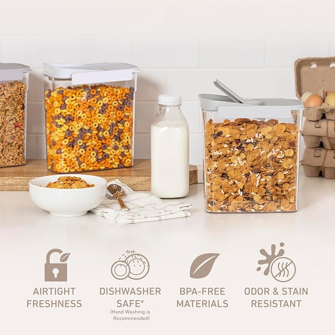 Bentgo Pantry - 6-Piece Airtight Cereal Containers, Easy Push & Pour Lid - Image 3