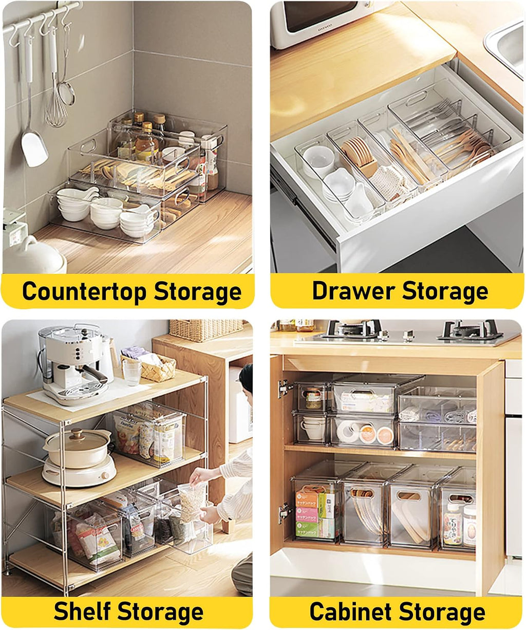 4 Pack Refrigerator Organizer Bins with Pull-out Drawer Stackable