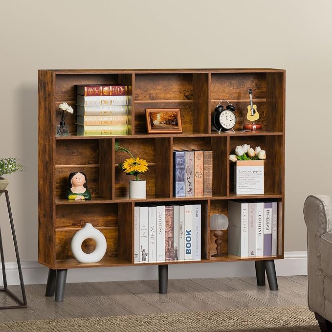 LEYAOYAO 10 Cube Bookshelf, 3 Tier Modern Wide Bookcase - Image 7