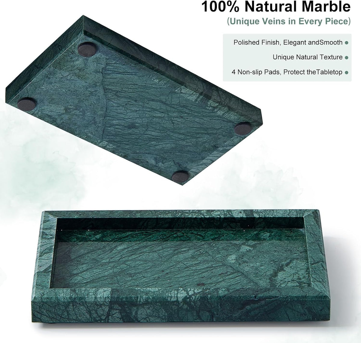 Natural Small Marble Vanity Tray, Luxury Stone Organizer for Bathroom