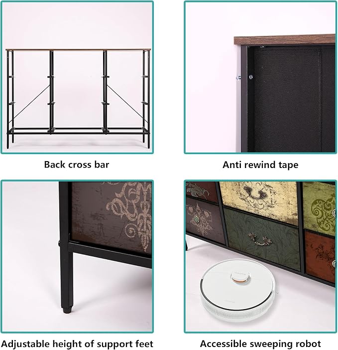Dresser for Bedroom with 9 Deep Fabric Drawers, Wide TV Stand Storage Cabinet - Image 5