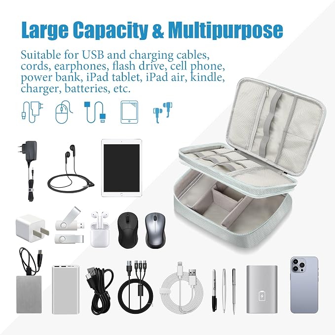 SELLYFELLY Electronics Travel Organizer, Double Layer Cable Organizer Bag - Image 6